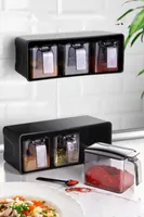 Hermia Concept, Erika,(4 Stücke), Gewürzglas Set , Schwarz,Silber, 100% Plastik