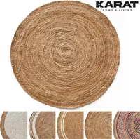 Jute-Teppich Surat Rund Handgewebt aus Naturfasern robust & reißfest 200 x 200 cm