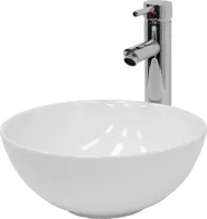 LuxeBath Waschbecken Aufsatzwaschbecken Rund, Ø 32x13,5 cm, Weiß, aus Keramik