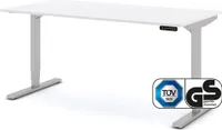 ASSMANN Elektrisch höhenverstellbarer Schreibtisch Y-Line Weißaluminium, 160x80cm, Memoryfunktion, Kollisionsschutz, 2-fach-Motorik