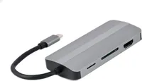 Gembird A-CM-COMBO8-02 Stacja dokująca/replikator portów USB typu C do laptopów Srebrny