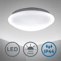 Stropné svetlo Ø27,8 cm - 12W, 1200lm, LED, IP44, neutrálna biela, biela
