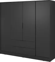 Masseno Drehtürenschrank CATERINA 206 cm Kleiderschrank Schlafzimmer Schrank 4-türig Schwarz