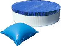 Abdeckplane mit 5 Luftkissen SET Rund 350/360cm Blau Übermaß Pool Überwinterung