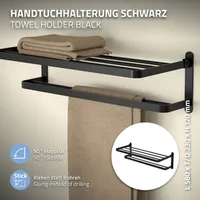 ML-Design držák na ručníky bez vrtání, 58 cm, černý, z kovu