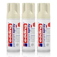 3x edding Permanent Spray cremeweiß matt 200 ml Premium Acryllack, RAL 9001