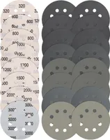 24 Stück Schleifpapier 125mm Klett, 8 Loch Nasse Trockene Schleifscheiben Körnung 320/600/800/1000/1200/1500/2000/3000 Fein Exzenterschleifer Schleifpapi Set für Auto Metall Holz