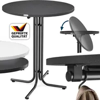 CASARIA® Stehtisch Ø 80 cm Klappbar Rund Stabil Garten Hoch Holz pulverbeschichtet Metall Hochtisch Bistrotisch Partytisch Bartisch Biertisch Grau