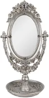 Clayre & Eef Tischspiegel 17x13x30 cm Silberfarbig Kunststoff Glas Oval