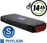 Phylion Akku 36V 14Ah Joycube Wall-ES mit SMART-BMS (UART) und DC-Ladebuchse inkl.Cinch-Adapter für E-Bikes Pedelecs von TELEFUNKEN, Chrisson u.a.