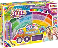 CRAZE loops Rainbow Box - Regenbogen Loom Bänder Set mit 1000 Gummibänder zum Basteln - Halsketten, Ringe und Armbänder selber machen
