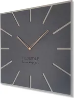 FLEXISTYLE Moderne große Wanduhr Exact ECO 50cm quadratisch, ohne tickgeräusche, Wohnzimmer, Schlafzimmer,  EU (Schwarz (Antracyt) & Holz Eiche