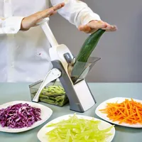 Gemüseschneider, Multi-Reibe, 3-in-1, Raspel, Gemüsehobel, BPA-frei, Acht Stufen einstellbarer Dicke, für Gemüse, Obst