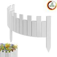 Floranica Beeteinfassung Rasenkante Holz Rollzaun Holzzaun 100 x 20 cm Weiß imprägniert Flexible Rollborder Palisade Gartenzaun
