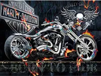 DIY 5D Diamond Painting Zubehör Untotes Motorrad, Vollrunde Diamantfarbe Malen nach Zahlen Stickerei, (30x40cm)