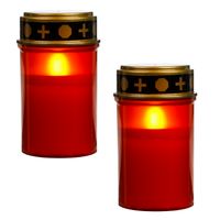 LED-Grablicht rot mit Kerzenschein inklusive 2x AA Mignon LR6 Standard Batterien