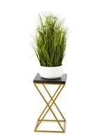 HowHomely Modern Pflanzenständer, Blumenhocker aus Metall Schwarz 40 cm Höhe - Blumenständer für das Haus
