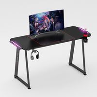 EXCAPE Gaming Tisch A10 mit LED Beleuchtung 100cm (+10cm Extensions) - Beine in A-Form Carbon-Optik, Schreibtisch Gaming - inkl. Getränkehalter, Kopfhörerhalter - PC Tisch Gamer Desk, Größe:100cm x 60cm