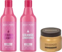 Ceramid-Shampoo + Konditioner 500ml für trockenes und gespaltenes Haar + Keratin Haarmaske 500ml COCOCHOCO