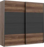 Furniture24 Schwebetürenschrank RMRS324E1 Schrank in Schlammeiche und Schwarzeiche  Kleiderschrank, 200 cm breit