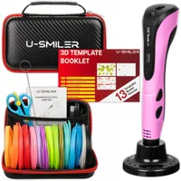 U-SMILER 3D Stift Set 3D Druck Stift mit 75m PLA Filament LCD-Display 3 Geschwindigkeiten USB-C Ergonomisch für Kinder Erwachsene Rosa
