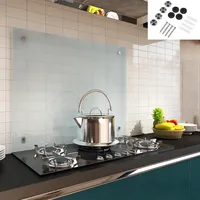 Mucola Küchenrückwand Spritzschutz Fliesenspiegel Küche Wandschutz Glas 6mm ESG - Weiß 100x50CM