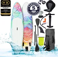 BRAST SUP Board Lady   Aufblasbares Stand up Paddle Set für Frauen   300cm viele Modelle   inkl. Sonderzubehör   2in1 Paddel Kajak-Sitz Action-Cam-Halterung Fußschlaufe Pumpe Rucksack   Mandala 300