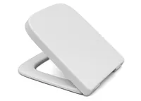 WC-Sitz für Keramag Renova Nr.1 Plan für 572120000, quadratische, Softclose-Funktion, Absenkautomatik, Edelstahlscharniere, Weiß, Duroplast