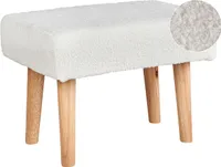 BELIANI Hocker Weiß Bouclé mit Holzbeinen Rechteckig Modern Schemel Fußbank Sitzhocker Fußhocker Wohnzimmer Schlafzimmer Eingangsbereich Vorzimmer