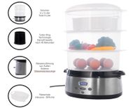 KeMar Kitchenware KFS-700 Dampfgarer | BPA-Frei | Reisschale | 3 Dämpfkörbe | 9 Liter | Turboring