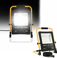 UISEBRT 200W LED reflektor studená biela so zástrčkou Stavebný reflektor žltý Stavebná lampa IP66 Vonkajšia vnútorná záhradná garáž