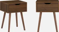 sweeek - 2er-Set Nachttisch mit nussfarbenem Holzdekor, 1 Schublade - Nussbaumfarben