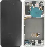 Original AMOLED Display Touchscreen Bildschirm Rahmen Weiß für Samsung Galaxy S21 5G G991B