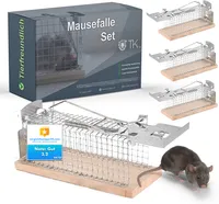 Fallax® 3X Set Tierfreundlich - Mausefalle aus Holz lebend - Mäusefallen - Lebendfalle Maus & Ratte Käfigfalle mit Köderfixierung