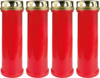 Grabkerze Rot 4er Pack, Brenndauer: 100 Stunden