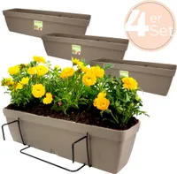 4x Blumenkasten Balkongeländer Balkon Blumenkasten Balkonkasten mit Halterung Balkonkasten Geländerkästen Balkonkasten mit Wasserspeicher 60 cm