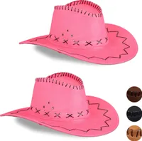 relaxdays 2 x Cowboyhut Fasching pink