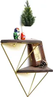 Skye Decor, Wr075, Dekoratives Wandregal aus Holz, Nussbaum, 100 % MASSIVES HOLZ, 30 x 13 x 33 cm