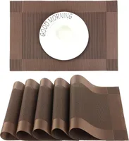 MODFU Platzsets Abwaschbar 6er Set, PVC rutschfest Tischsets Gewebte Platzdeckchen Abgrifffeste Hitzebeständig, Vinyl Placemats Platz-Matten für Küche Speisetisch Kaffee
