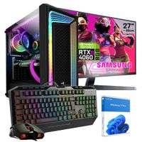 KRAFTPC Gaming PC Komplett-Set Intel Core i5 12600KF - GeForce RTX4060 Ti 8GB - 1000GB M.2 SSD - 2000GB HDD - 32GB DDR4 RAM - 27" TFT - Tastatur/Maus