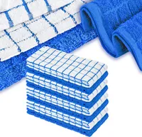 8er Pack Premium Frottee Geschirrtücher 40x64 cm in Weiß / Blau kariert von StickandShine / 100% Baumwolle