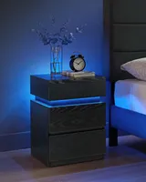 Noční stolek VASAGLE s LED osvětlením, se 3 zásuvkami, černý