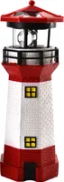 LED Solar Leuchtturm 28 cm | Garten Deko Leuchtfeuer Rot Weiß | Gartendeko Beleuchtung Mit Dämmerungssensor | Solarbeleuchtung Gartendekoration
