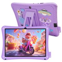 WETAP K7 Kinder-Lerntablet, 7", Android 11, Dual-Kamera, 32 GB Speicher und Silikonhülle - Sicher und unterhaltsam für Lernspiele und Video, Lila