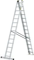 Drabest | Rebrík - Schodiskový rebrík 3x14 stupňov, skladací rebrík - Nosnosť 150 kg - Hliníkový rebrík, schodiskový rebrík, protišmykové nožičky