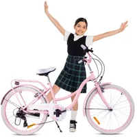 Dívčí kolo 24 palců pro svaté přijímání s SHIMANO 7-rychlostní květinové kolo růžové Sun Baby