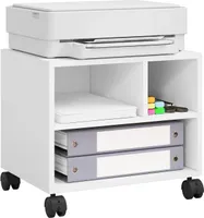 WOLTU Druckertisch mit Rädern, Bürocontainer rollbar, Aktenwagen, 40x35x30 cm : Weiß Farbe: Weiß