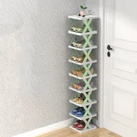 360Home Einfaches Schuhregal abnehmbar Grün 9 Ebenen