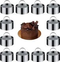 12 Stück Dessertringe und Speiseringe, Kuchenringe Set, Edelstahl Kuchen Ringe, Kleine Tortenringe, Mousse-Dessert-Kuchen, Backen, Dessertring