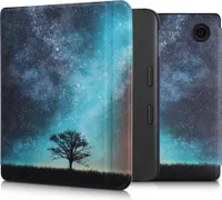 kwmobile Klapphülle kompatibel mit Tolino Vision 6 Hülle - eReader Case - Galaxie Baum Wiese Blau Grau Schwarz